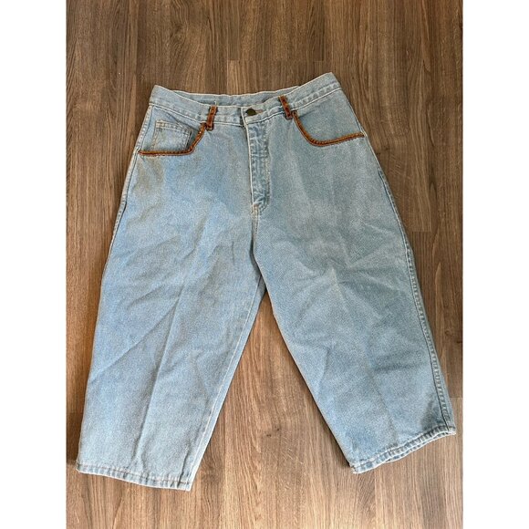 Vintage Topaz 1980s Women’s High Waist Mom Jeans Capris Long Denim Shorts - Picture 1 of 9